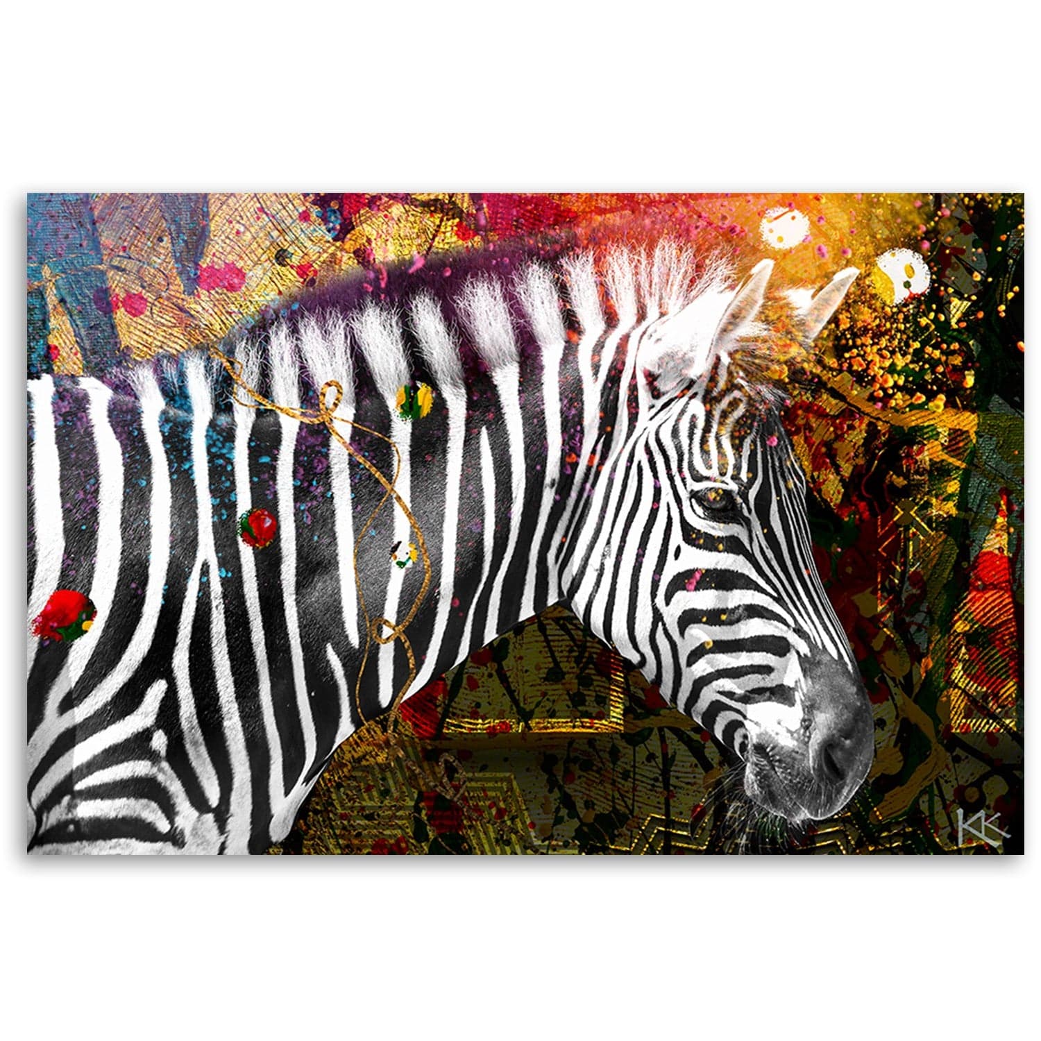 Quadro su tela, Zebra su uno sfondo colorato in Poster e stampe Collezione Casa - Trebisacce, commercioVirtuoso.it