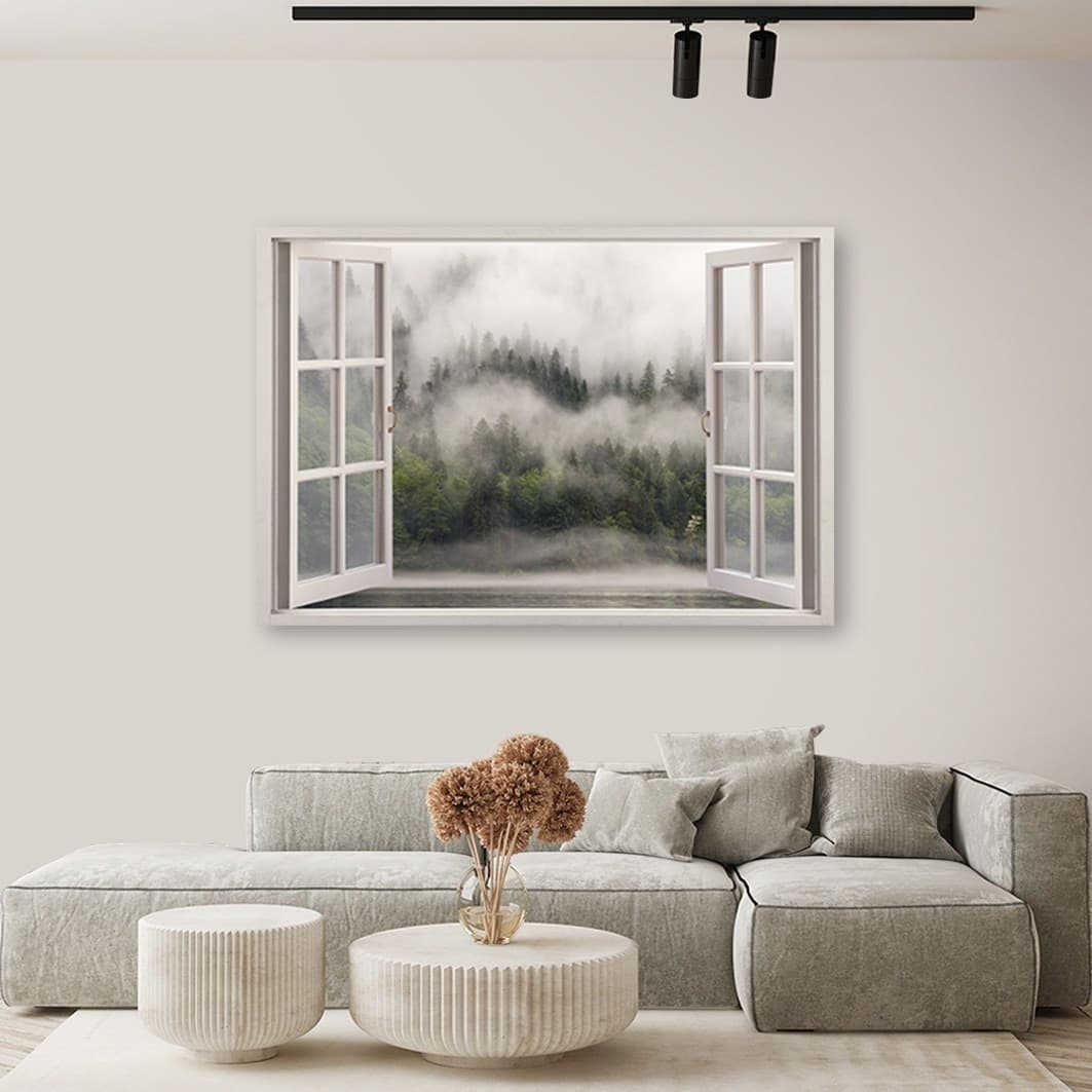 Quadro su tela, Foresta della foresta nel lago nebbia in Poster e stampe Collezione Casa - Trebisacce, commercioVirtuoso.it