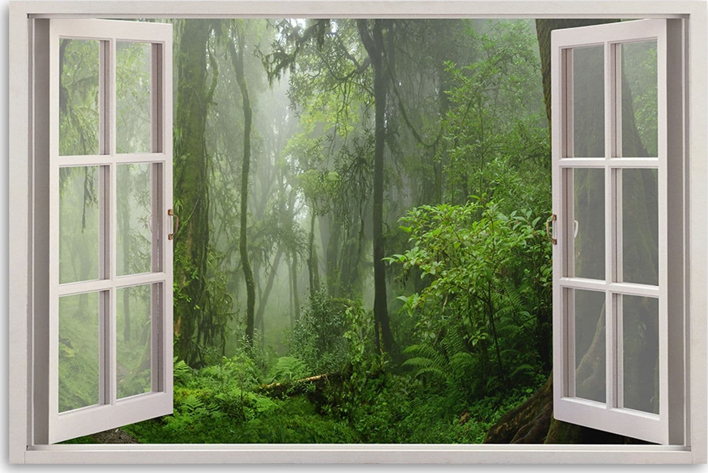 Quadro su tela, Finestra tropicale della foresta della giungla in Poster e stampe Collezione Casa - Trebisacce, commercioVirtuoso.it