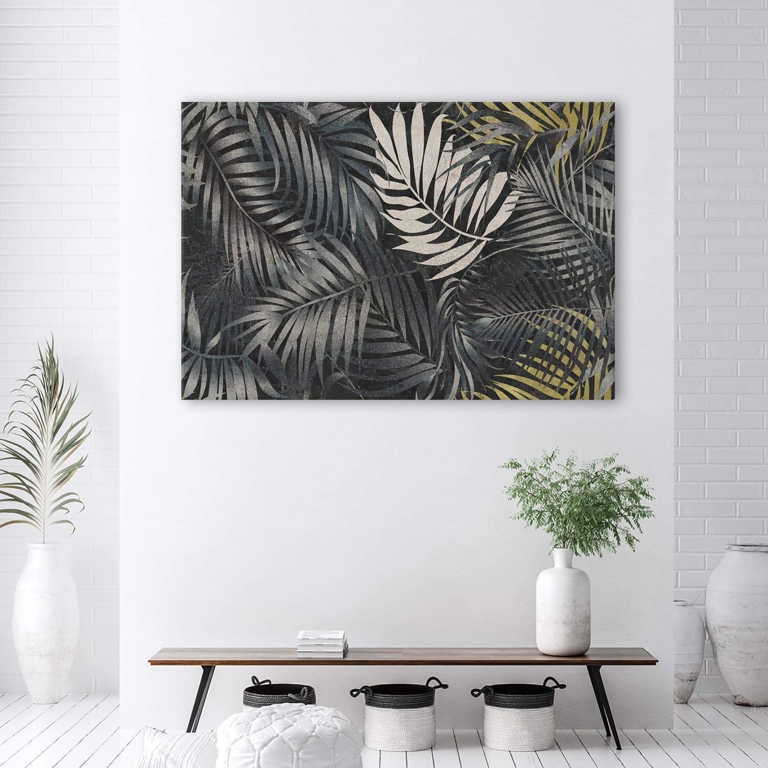 Quadro su tela, Foglie tropicali scure natura in Poster e stampe Collezione Casa - Trebisacce, commercioVirtuoso.it