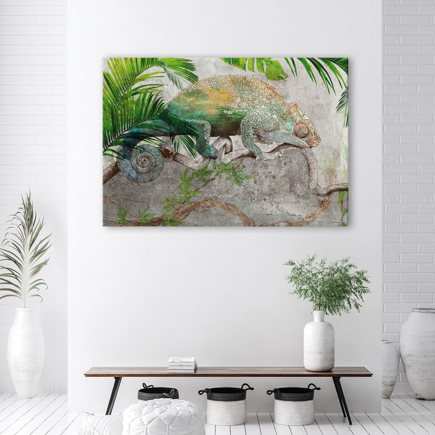 Quadro su tela, Camaleonte sul ramo della giungla in Poster e stampe Collezione Casa - Trebisacce, commercioVirtuoso.it