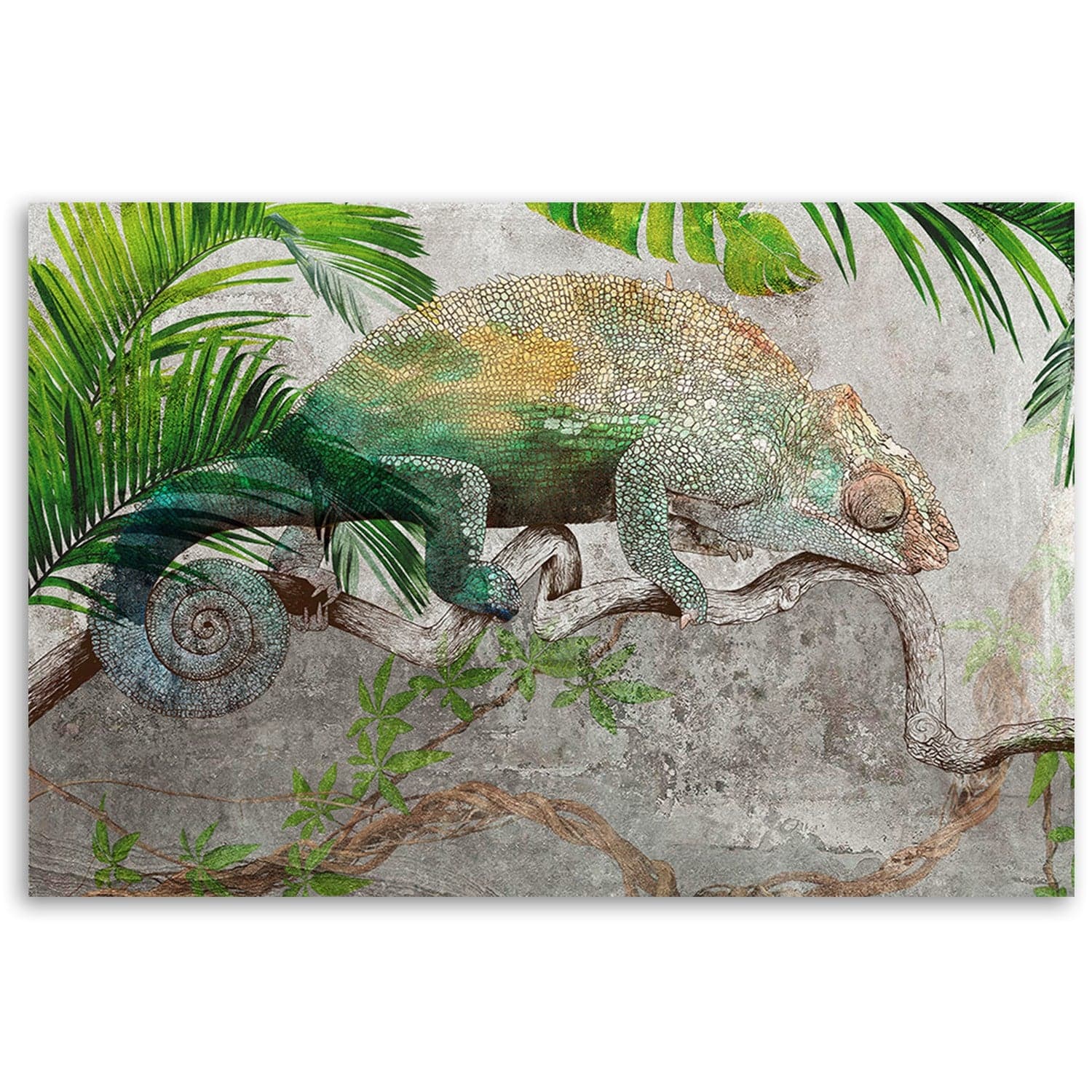 Quadro su tela, Camaleonte sul ramo della giungla in Poster e stampe Collezione Casa - Trebisacce, commercioVirtuoso.it