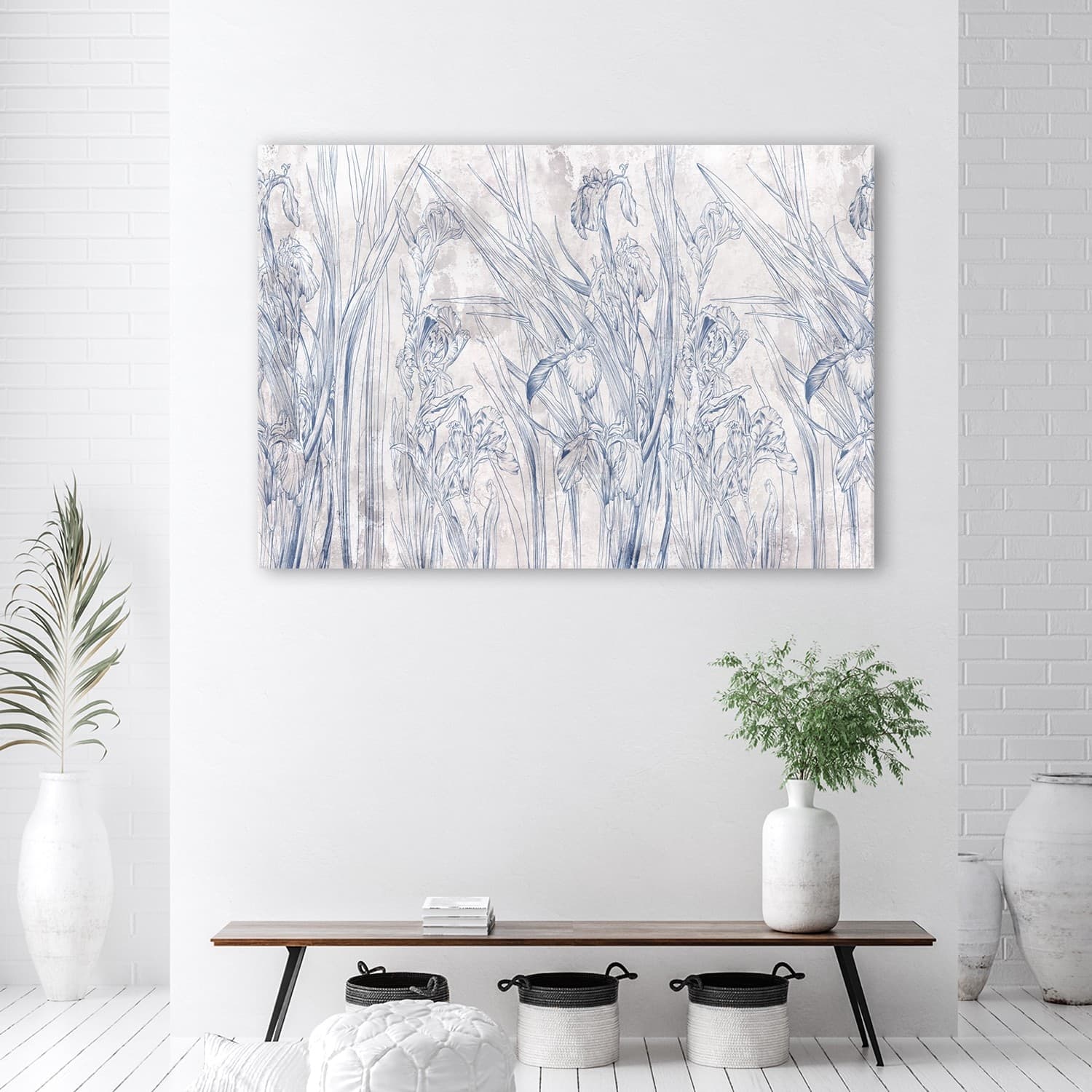 Quadro su tela, Contorni blu di fiori in Poster e stampe Collezione Casa - Trebisacce, commercioVirtuoso.it