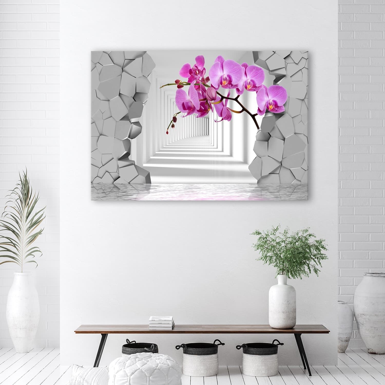 Quadro su tela, Orchidea su uno sfondo 3D astratto in Poster e stampe Collezione Casa - Trebisacce, commercioVirtuoso.it