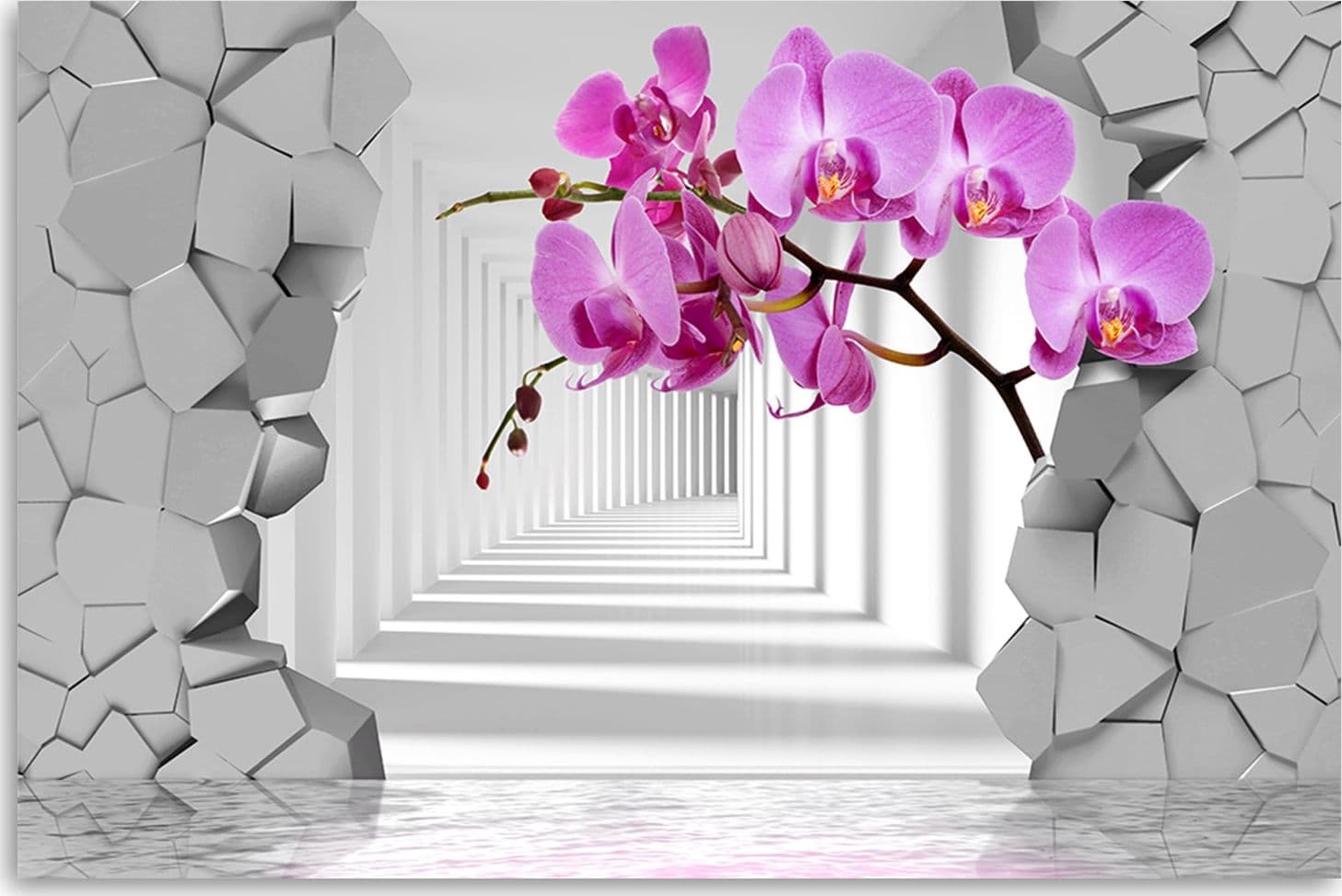 Quadro su tela, Orchidea su uno sfondo 3D astratto in Poster e stampe Collezione Casa - Trebisacce, commercioVirtuoso.it