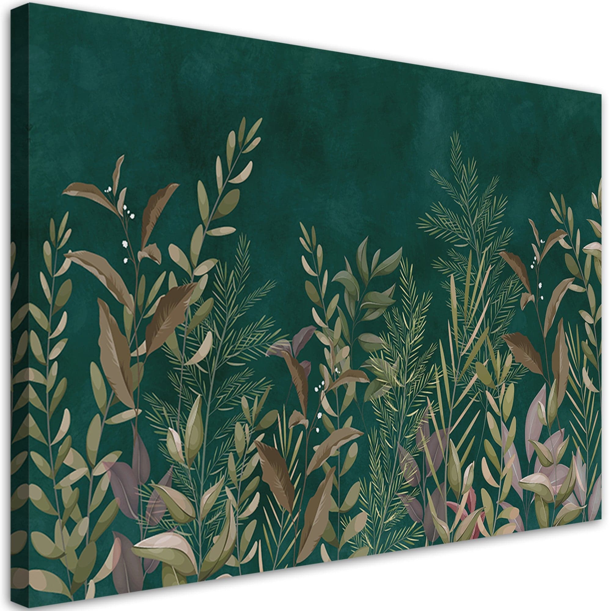 Quadro su tela, Foglie su uno sfondo verde in Poster e stampe Collezione Casa - Trebisacce, commercioVirtuoso.it