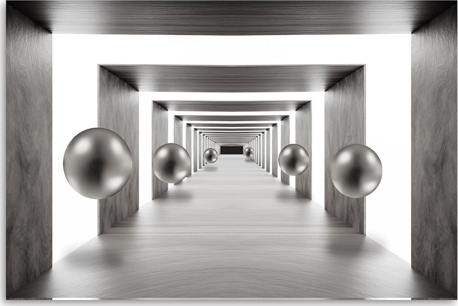 Quadro su tela, Tunnel Silver 3D Balls in Poster e stampe Collezione Casa - Trebisacce, commercioVirtuoso.it