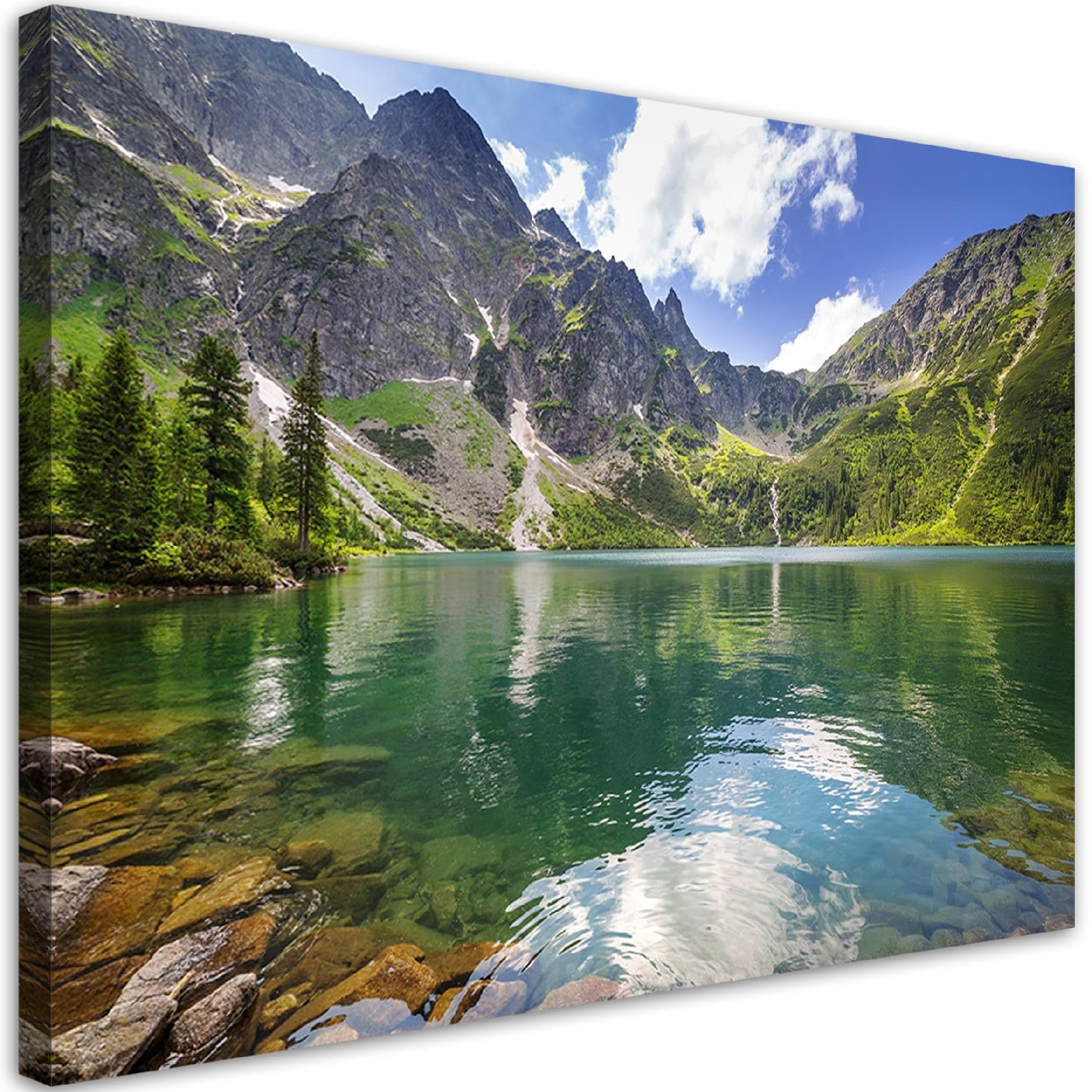 Quadro su tela, Mountain Lake Trees Natura in Poster e stampe Collezione Casa - Trebisacce, commercioVirtuoso.it