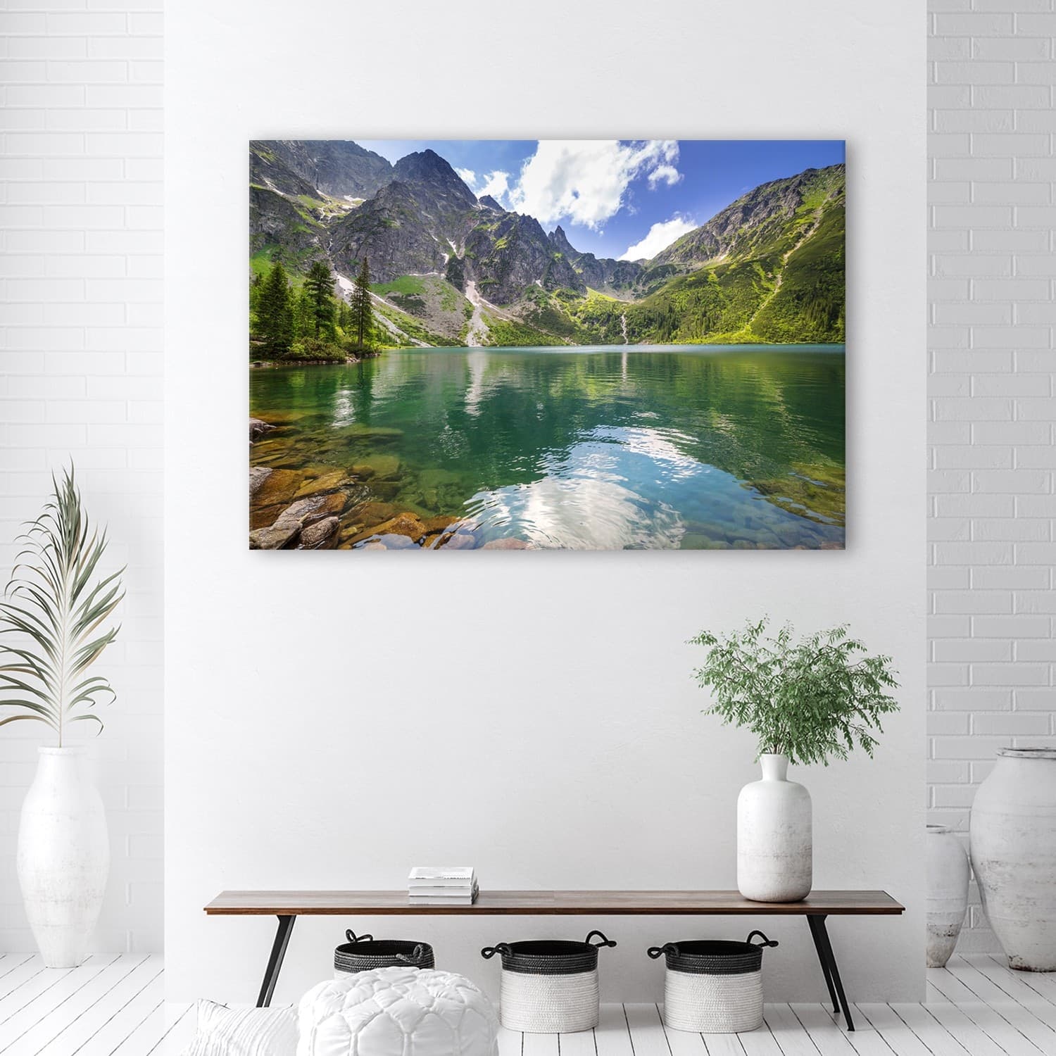 Quadro su tela, Mountain Lake Trees Natura in Poster e stampe Collezione Casa - Trebisacce, commercioVirtuoso.it