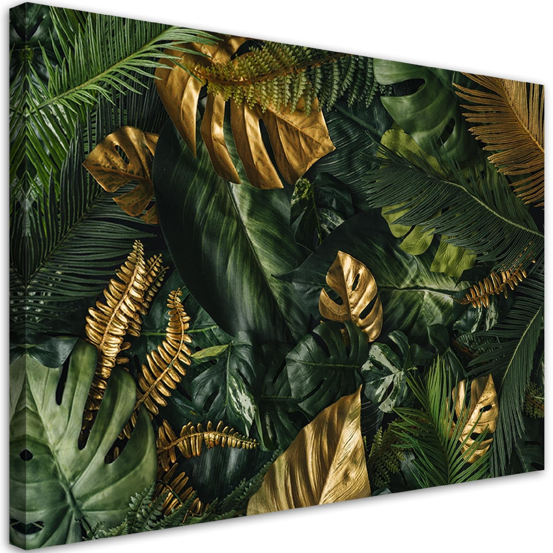 Quadro su tela, Foglie tropicali dorate in Poster e stampe Collezione Casa - Trebisacce, commercioVirtuoso.it