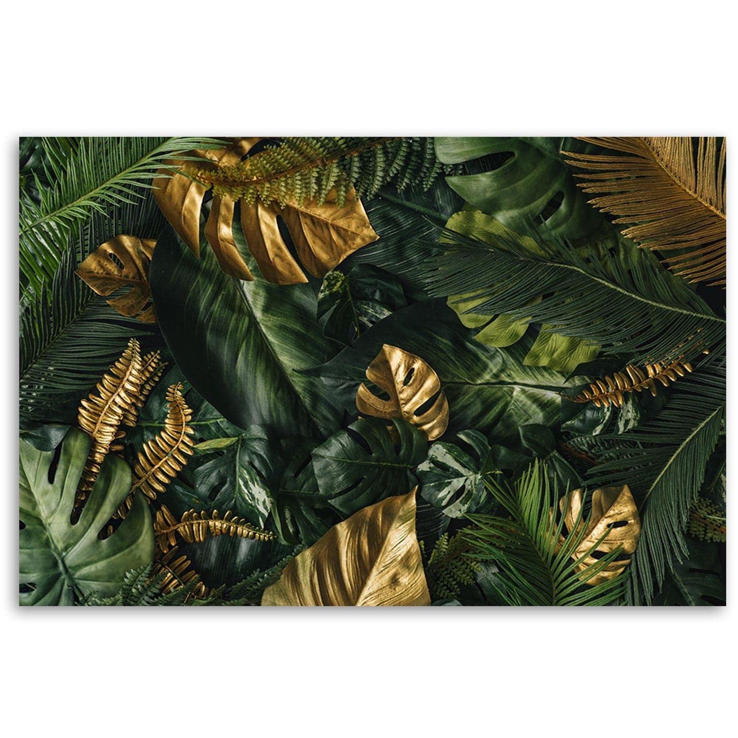 Quadro su tela, Foglie tropicali dorate in Poster e stampe Collezione Casa - Trebisacce, commercioVirtuoso.it