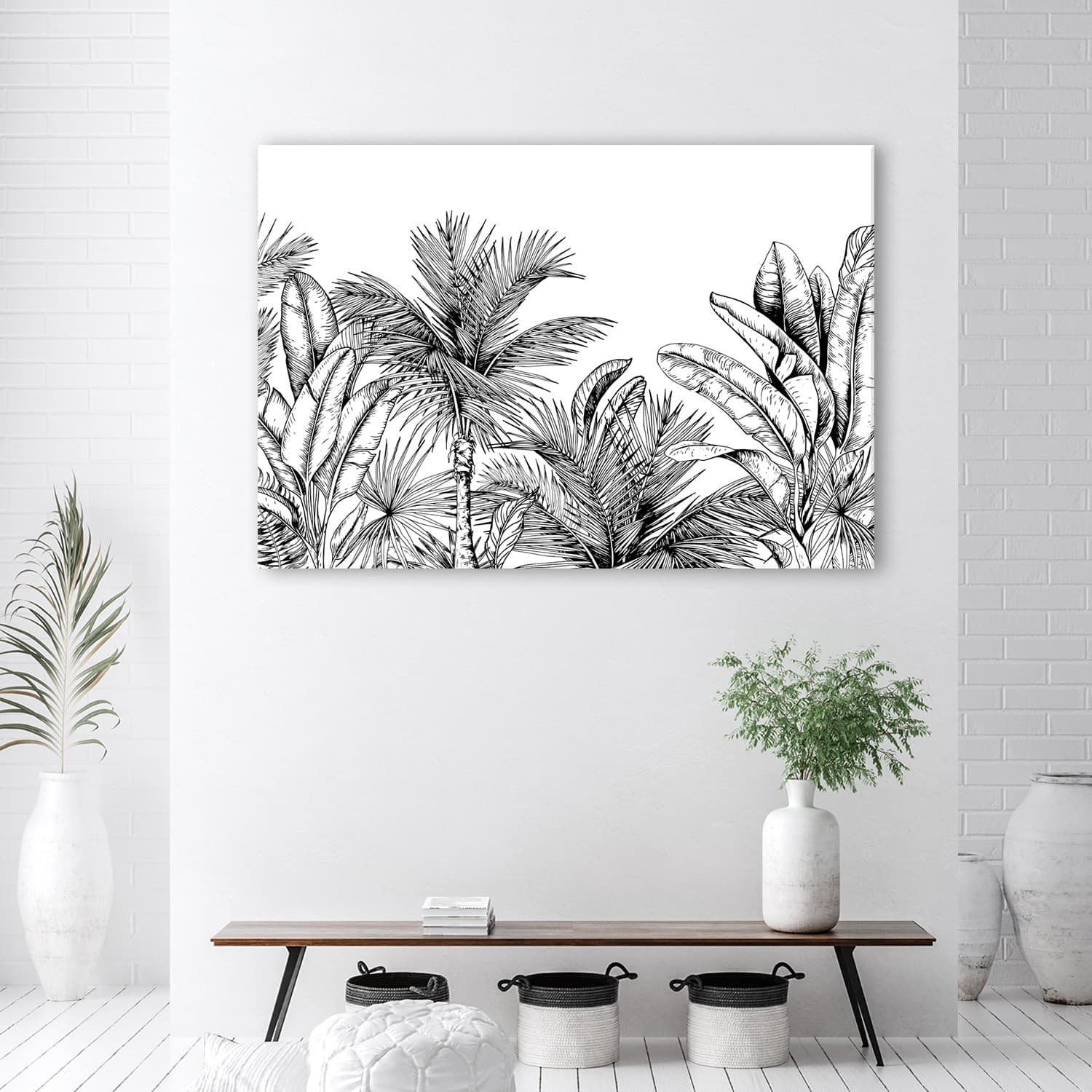 Quadro su tela, Foglie in bianco e nero in Poster e stampe Collezione Casa - Trebisacce, commercioVirtuoso.it