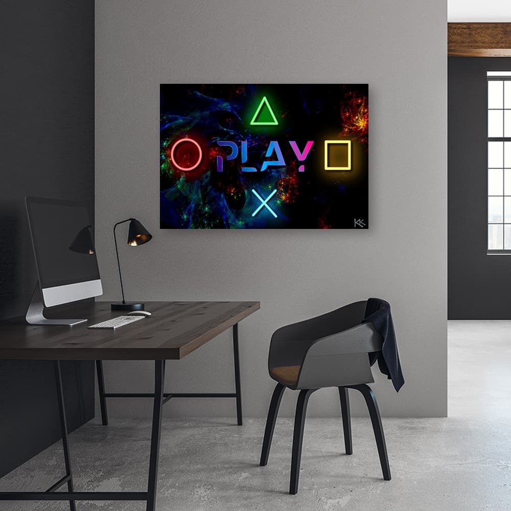 Quadro su tela, Riproduci iscrizione e pulsanti per il controller in Poster e stampe Collezione Casa - Trebisacce, commercioVirtuoso.it