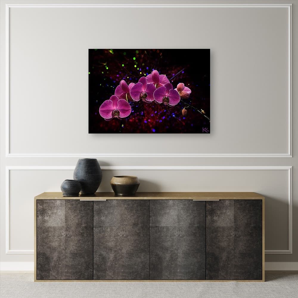 Quadro su tela, Orchidea su uno sfondo scuro in Poster e stampe Collezione Casa - Trebisacce, commercioVirtuoso.it
