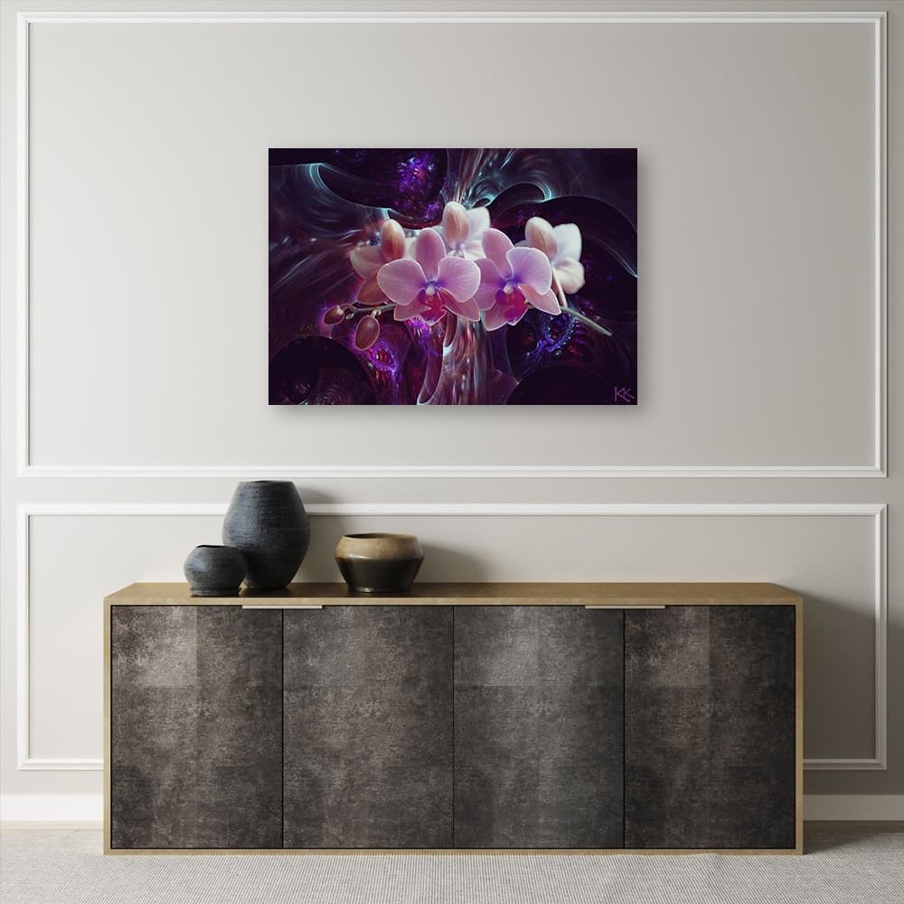 Quadro su tela, Orchidea bianca su uno sfondo scuro in Poster e stampe Collezione Casa - Trebisacce, commercioVirtuoso.it