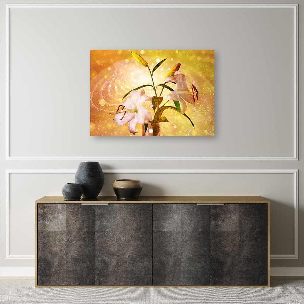 Quadro su tela, Lily su uno sfondo giallo in Poster e stampe Collezione Casa - Trebisacce, commercioVirtuoso.it