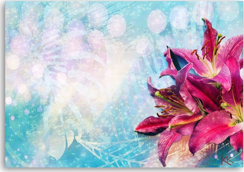 Quadro su tela, Fiori rosa su uno sfondo blu in Poster e stampe Collezione Casa - Trebisacce, commercioVirtuoso.it