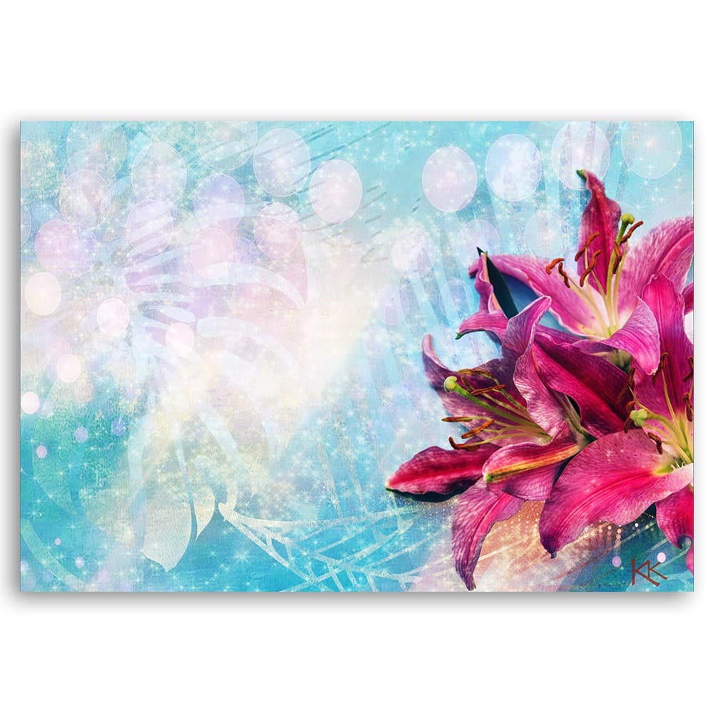 Quadro su tela, Fiori rosa su uno sfondo blu in Poster e stampe Collezione Casa - Trebisacce, commercioVirtuoso.it