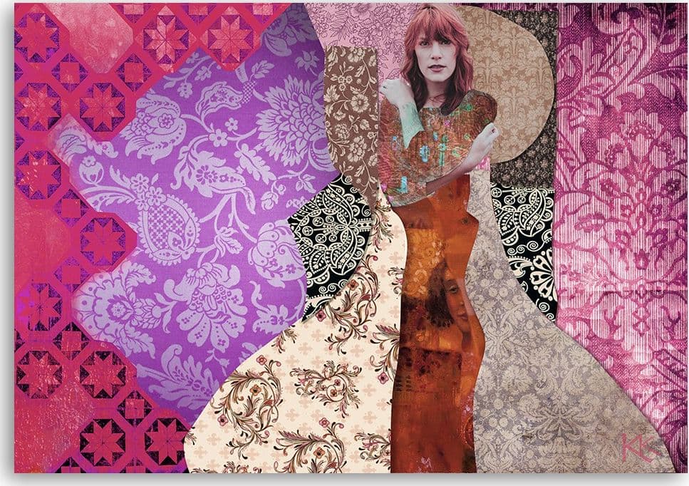 Quadro su tela, Una donna su uno sfondo decorativo in Poster e stampe Collezione Casa - Trebisacce, commercioVirtuoso.it