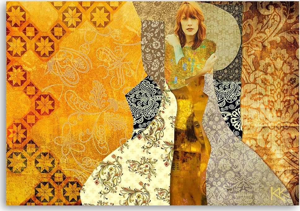 Quadro su tela, Una donna su uno sfondo decorativo in Poster e stampe Collezione Casa - Trebisacce, commercioVirtuoso.it