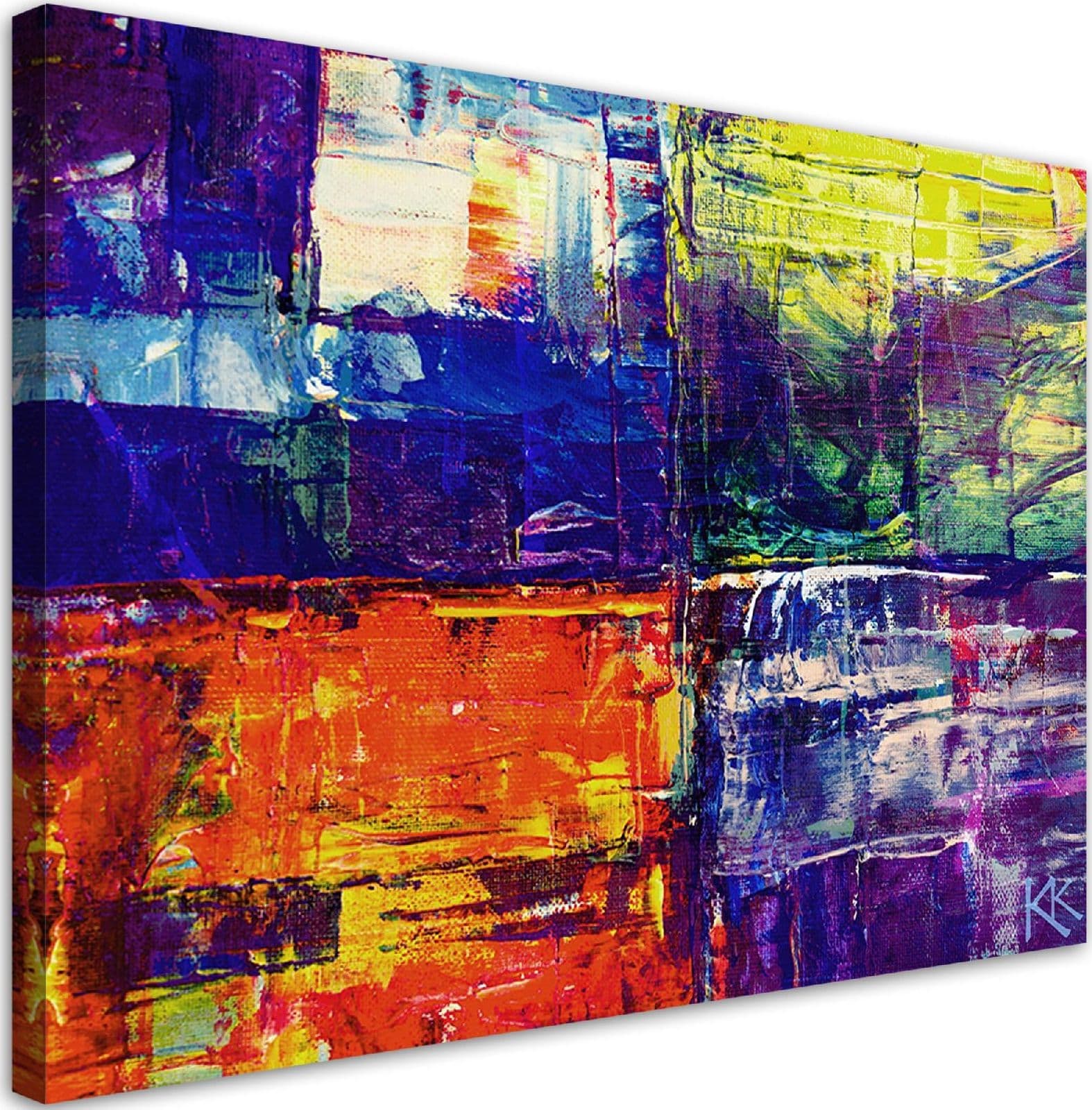Quadro su tela, Abstrazione dipinta a mano colorata