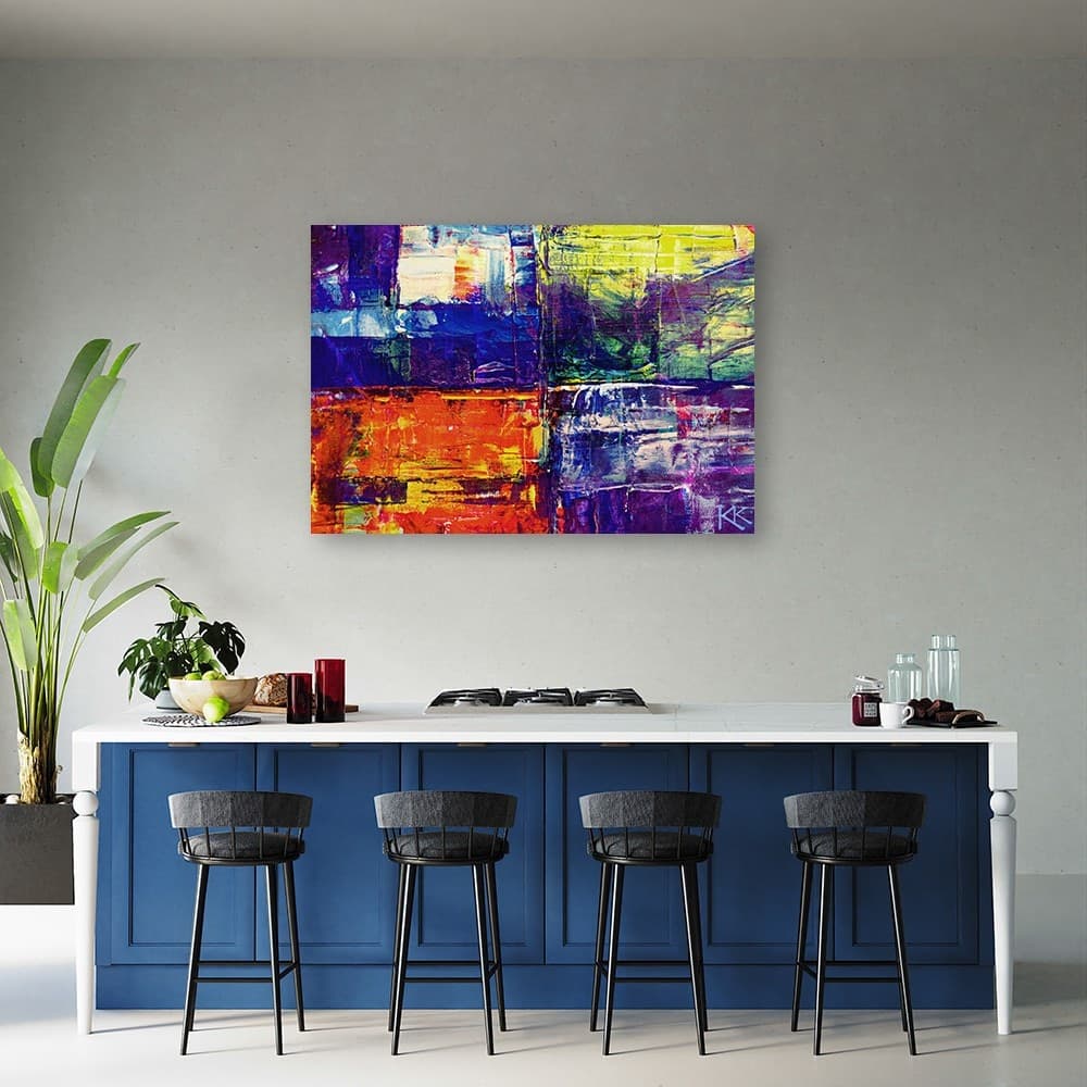 Quadro su tela, Abstrazione dipinta a mano colorata in Dipinti Collezione Casa - Trebisacce, commercioVirtuoso.it