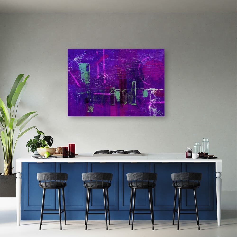 Quadro su tela, Astrazione dipinta a mano viola in Dipinti Collezione Casa - Trebisacce, commercioVirtuoso.it