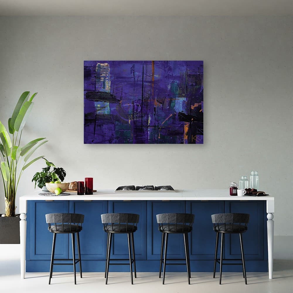 Quadro su tela, Astrazione dipinta a mano viola in Dipinti Collezione Casa - Trebisacce, commercioVirtuoso.it