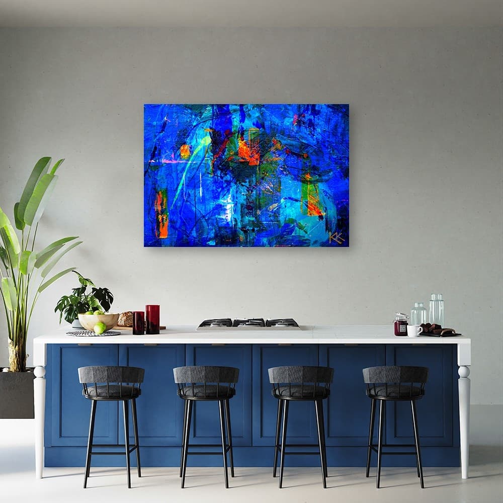 Quadro su tela, Mano di astrazione blu pinto in Dipinti Collezione Casa - Trebisacce, commercioVirtuoso.it