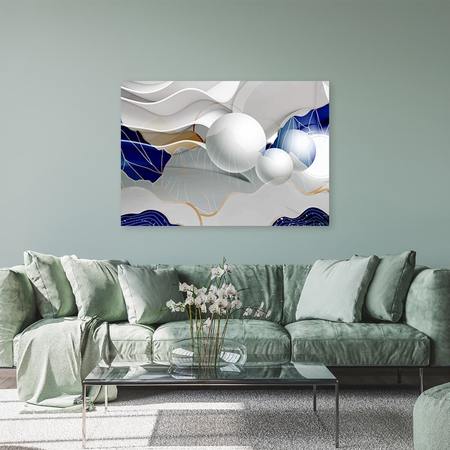 Quadro su tela, Astrazione blu con palline 3D in Poster e stampe Collezione Casa - Trebisacce, commercioVirtuoso.it