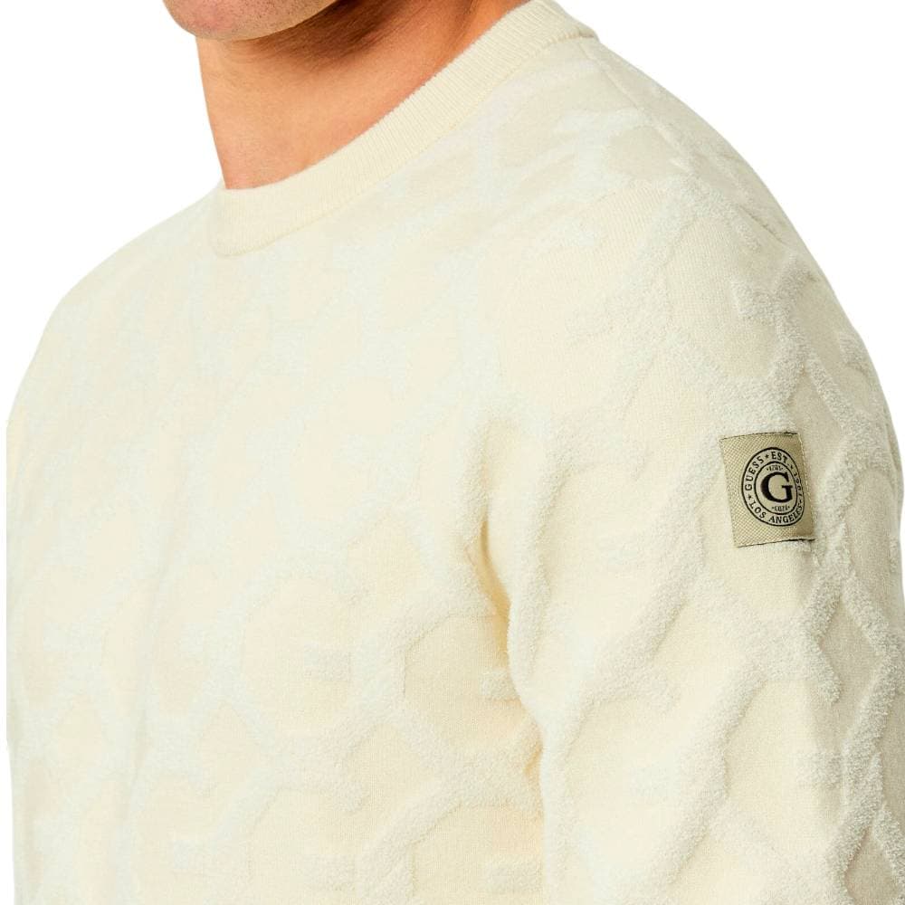 Guess pullover sabbia logo jacquard a sbalzo JOHN M5BR19 Z0470 G1CV in Maglioni Prodotti di Classe - Nocera Superiore, commercioVirtuoso.it
