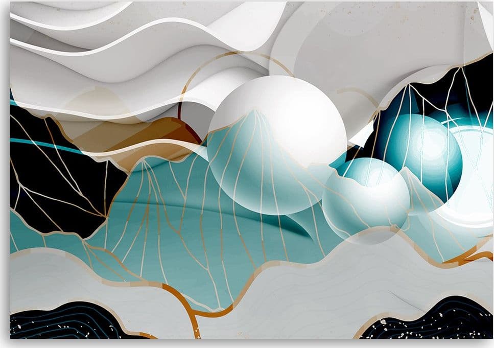 Quadro su tela, Astrazione turchese con palline 3D in Poster e stampe Collezione Casa - Trebisacce, commercioVirtuoso.it