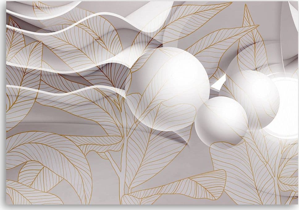 Quadro su tela, Foglie dorate e palline 3d in Poster e stampe Collezione Casa - Trebisacce, commercioVirtuoso.it