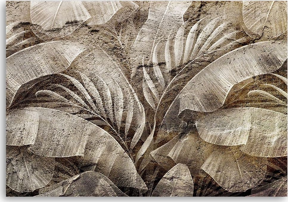 Quadro su tela, Foglie di giungla di palma sull'imitazione del cemento in Poster e stampe Collezione Casa - Trebisacce, commercioVirtuoso.it