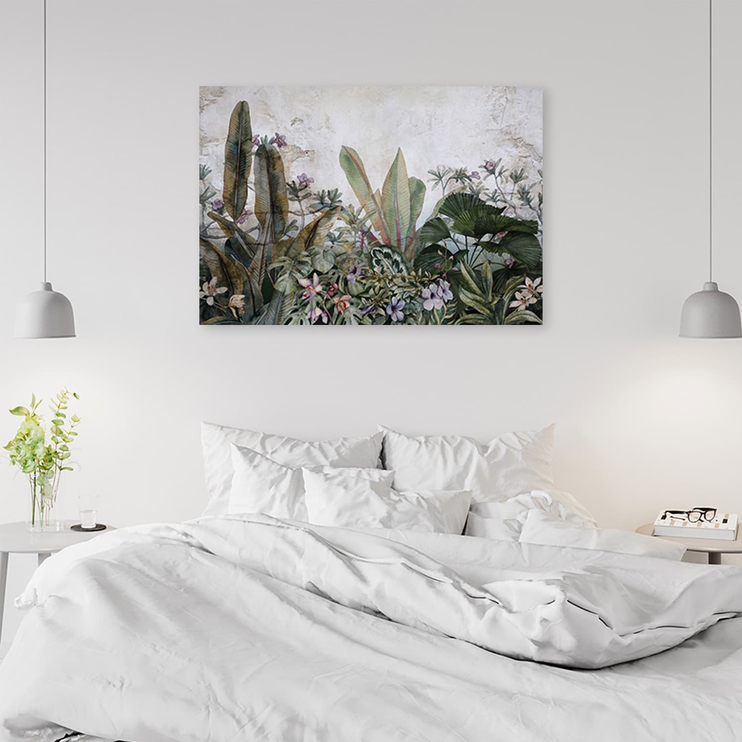 Quadro su tela, Foglie eisotiche sul cemento in Poster e stampe Collezione Casa - Trebisacce, commercioVirtuoso.it
