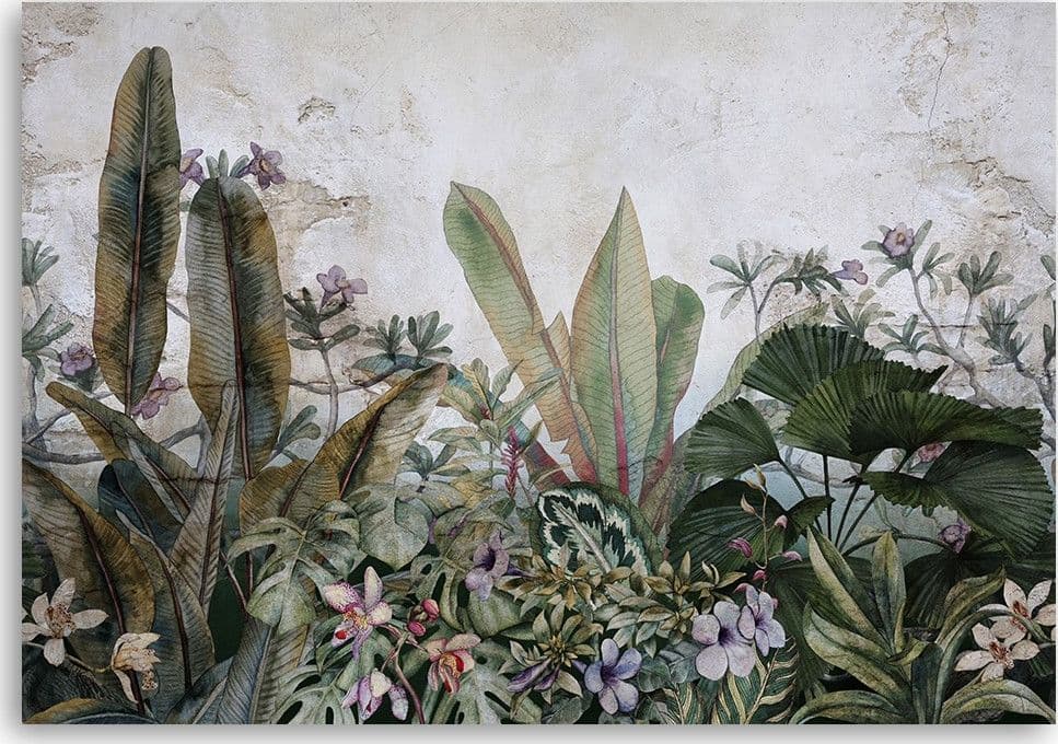 Quadro su tela, Foglie eisotiche sul cemento in Poster e stampe Collezione Casa - Trebisacce, commercioVirtuoso.it
