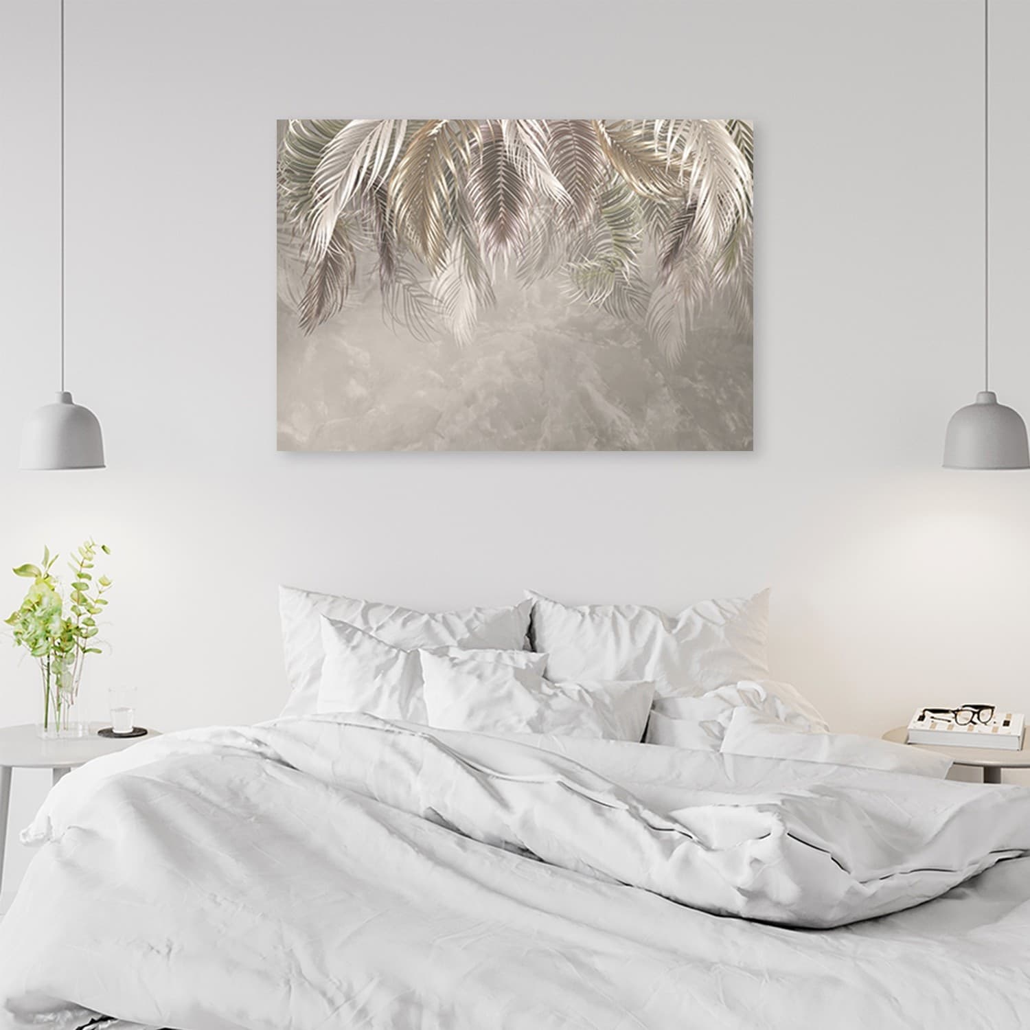 Quadro su tela, Foglie di palma sul cemento 3D in Poster e stampe Collezione Casa - Trebisacce, commercioVirtuoso.it