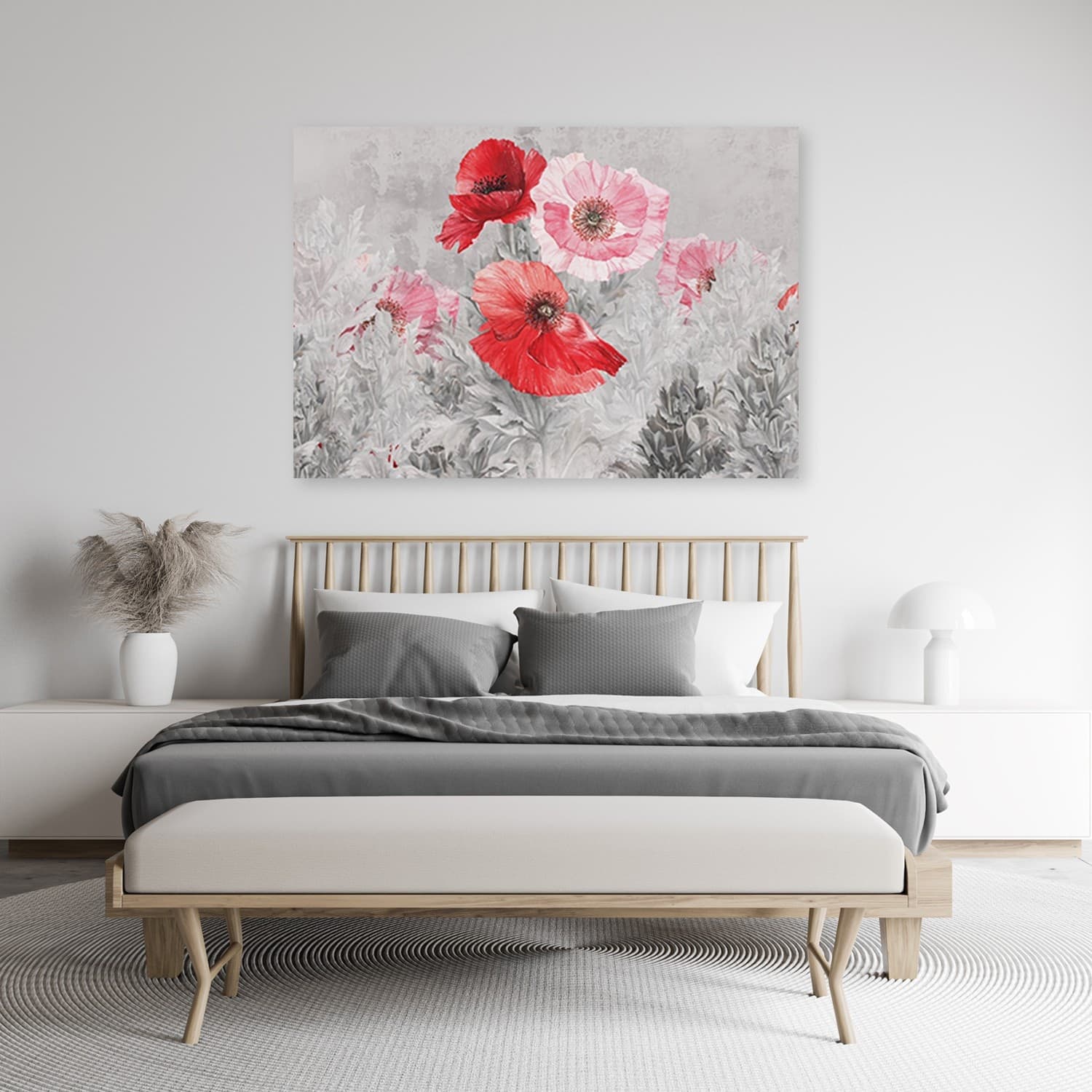 Quadro su tela, Poppies rossi su un prato grigio in Poster e stampe Collezione Casa - Trebisacce, commercioVirtuoso.it