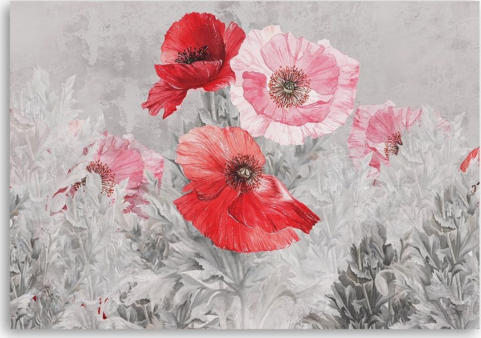 Quadro su tela, Poppies rossi su un prato grigio in Poster e stampe Collezione Casa - Trebisacce, commercioVirtuoso.it