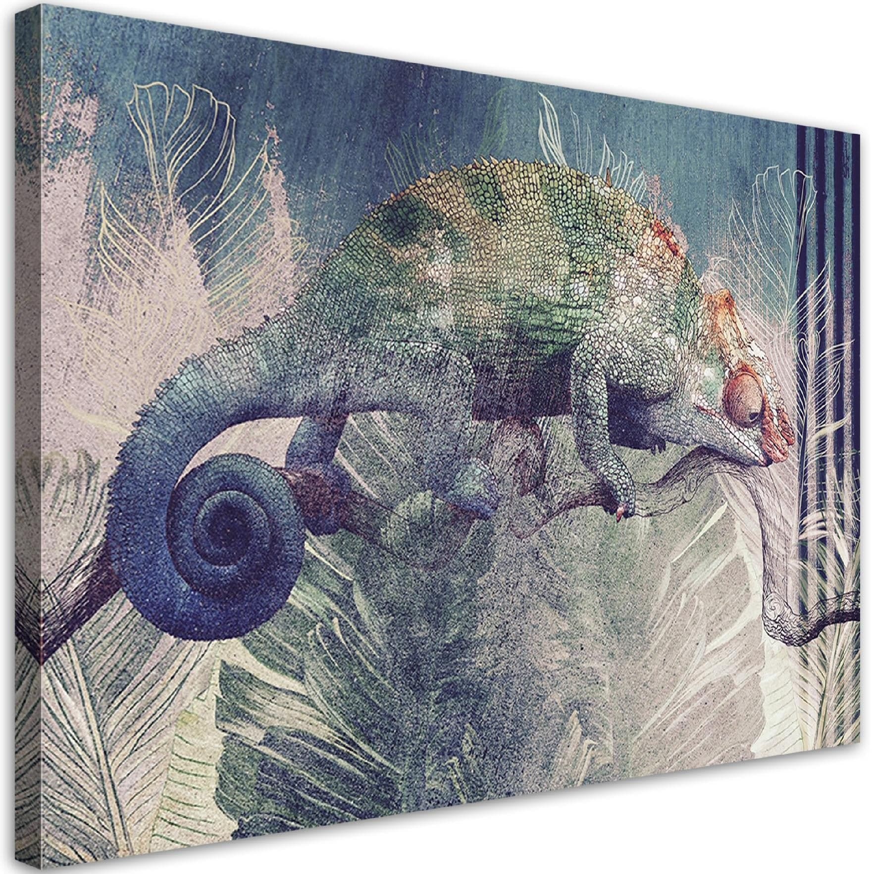 Quadro su tela, Camaleonte su un ramo in Poster e stampe Collezione Casa - Trebisacce, commercioVirtuoso.it