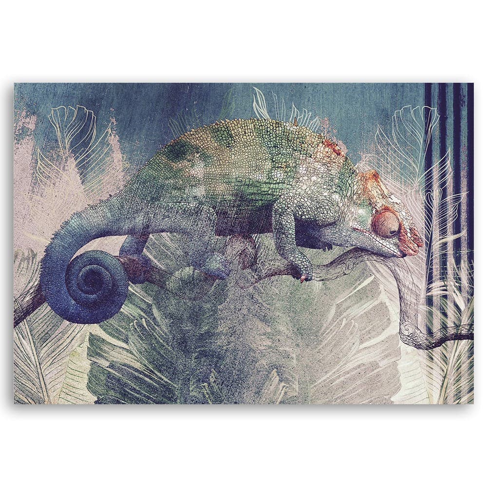 Quadro su tela, Camaleonte su un ramo in Poster e stampe Collezione Casa - Trebisacce, commercioVirtuoso.it