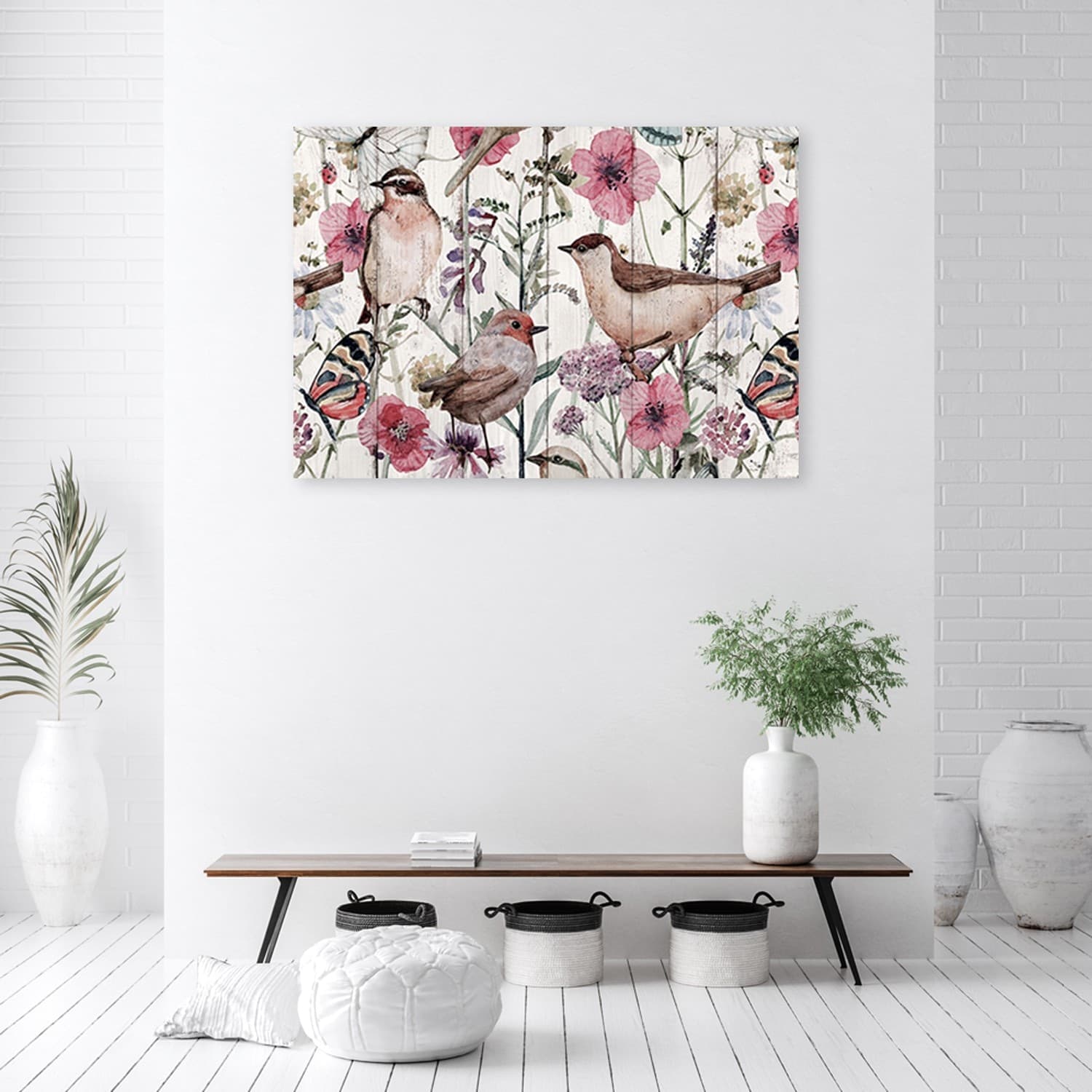 Quadro su tela, Uccelli e farfalle nel prato in Poster e stampe Collezione Casa - Trebisacce, commercioVirtuoso.it