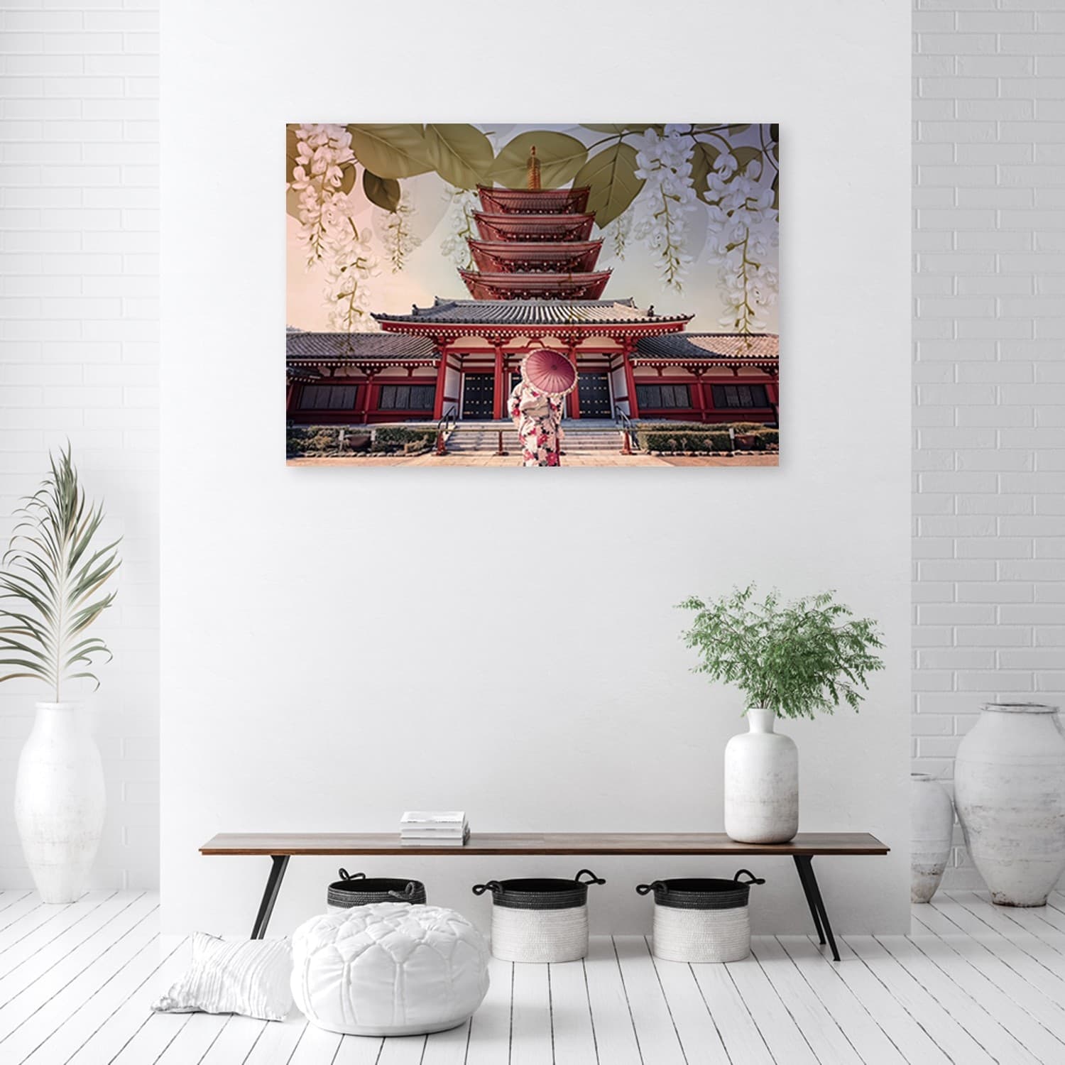 Quadro su tela, Geisha e tempio giapponese in Poster e stampe Collezione Casa - Trebisacce, commercioVirtuoso.it