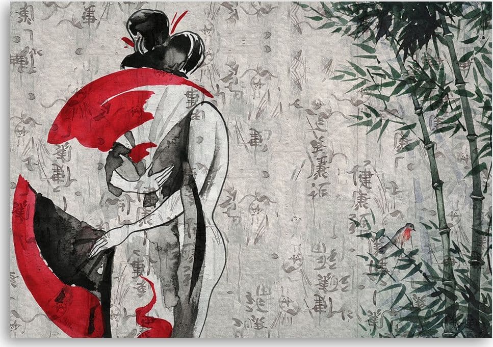 Quadro su tela Geisha giapponese con un fan in Poster e stampe Collezione Casa - Trebisacce, commercioVirtuoso.it