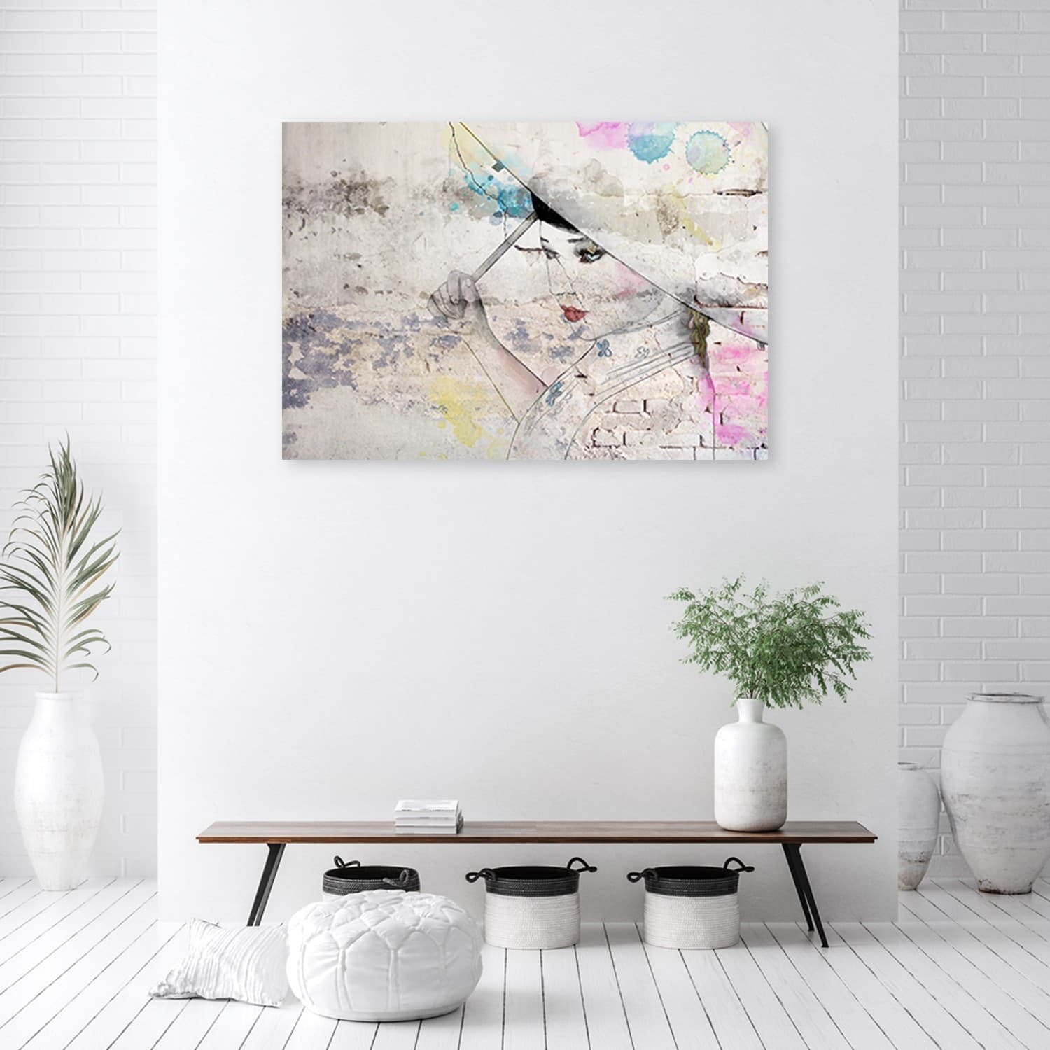 Quadro su tela, Geisha che tiene un ombrello in Poster e stampe Collezione Casa - Trebisacce, commercioVirtuoso.it