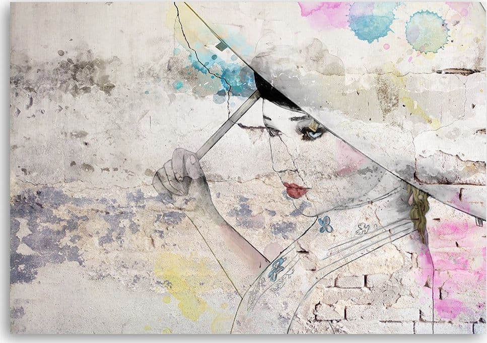 Quadro su tela, Geisha che tiene un ombrello in Poster e stampe Collezione Casa - Trebisacce, commercioVirtuoso.it