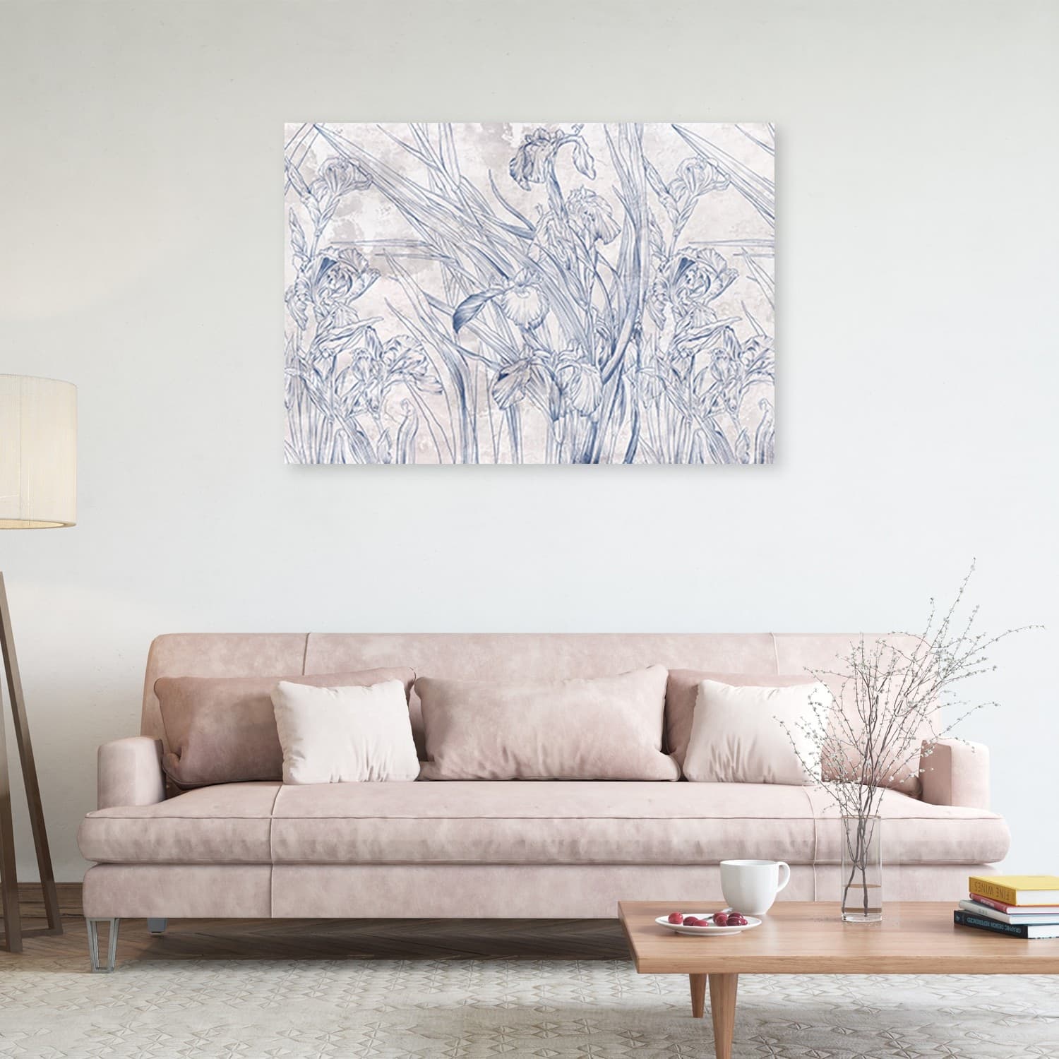 Quadro su tela, Contorni blu di fiori in Poster e stampe Collezione Casa - Trebisacce, commercioVirtuoso.it