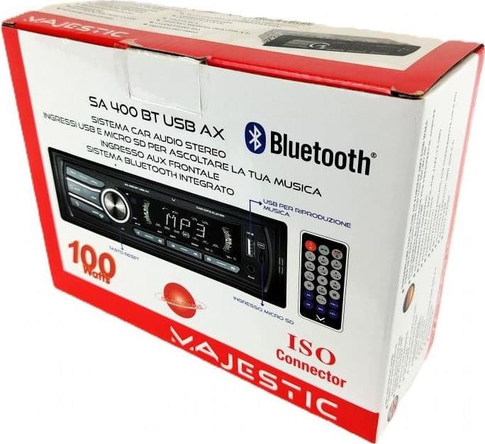 Majestic Car Audio Stereo Auto Bluetooth USB AUX MicroSD con Telecomando 1 Din Black SA-400 in Autoradio Ecoprice.it - Avellino, commercioVirtuoso.it