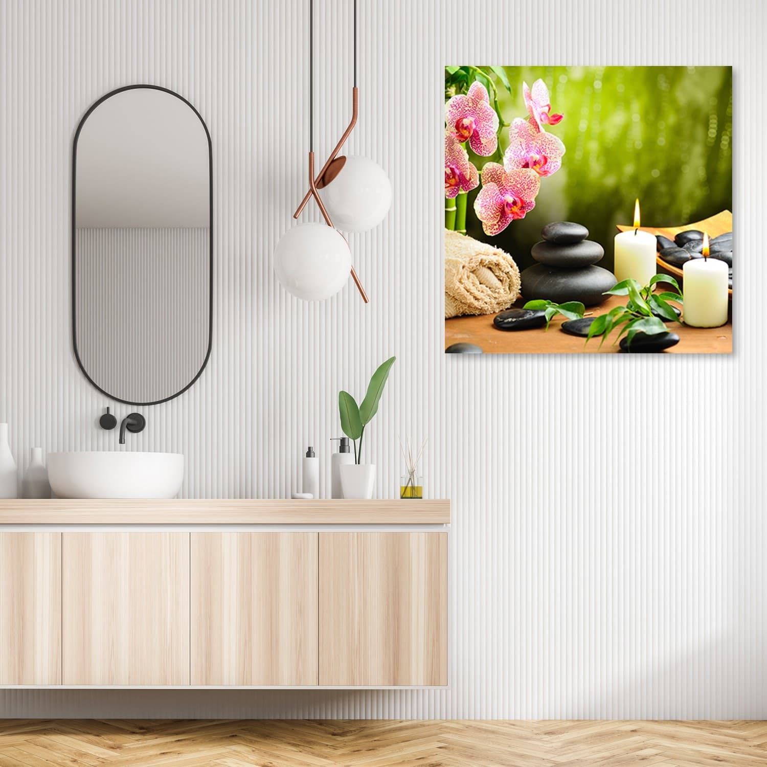 Quadro su tela, Candele di orchidee e pietre zen in Poster e stampe Collezione Casa - Trebisacce, commercioVirtuoso.it