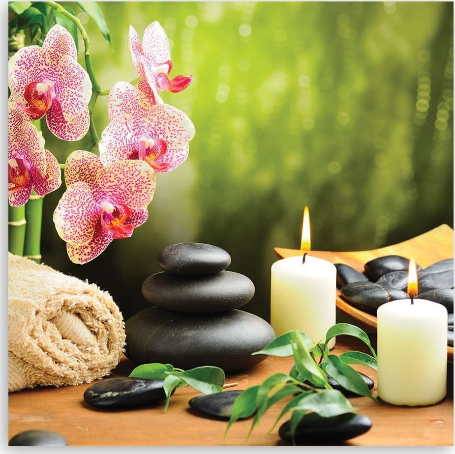 Quadro su tela, Candele di orchidee e pietre zen in Poster e stampe Collezione Casa - Trebisacce, commercioVirtuoso.it